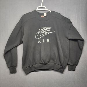 Nike Air Sweatshirt Men Large Black Crewneck Vintage Y2K Center Swoosh Logo